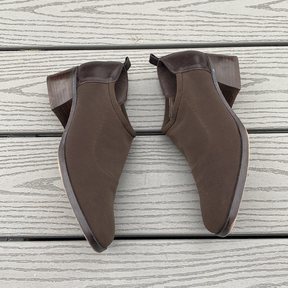 Donald J Pliner Vintage Brown Leather & Fabric Square Toe Shoe | size 7 - Picture 4 of 11